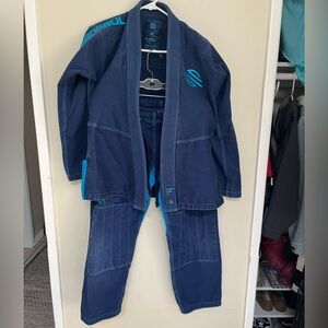 Men's Women’s unisex teen Blue Martial Arts Jiu Jitsu Gi cotton